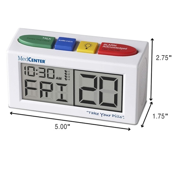 MEDCENTER Medication Pill Reminder Digital Talking Alarm Clock - Picture 5 of 17